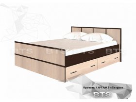 Кровать двуспальная с ящиками 1,4м Сакура (BTS) в Барабинске - barabinsk.mebel-nsk.ru | фото
