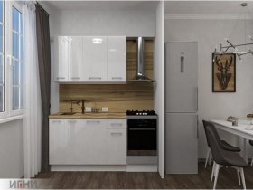 Кухонный гарнитур МДФ Выгодно и точка 1,5 м (белый глянец) в Барабинске - barabinsk.mebel-nsk.ru | фото