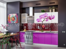 Кухонный гарнитур Орхидея (фиолетовый) в Барабинске - barabinsk.mebel-nsk.ru | фото