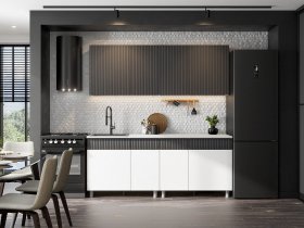 Кухонный гарнитур София (2,0м) (бланж/графит матовый) в Барабинске - barabinsk.mebel-nsk.ru | фото