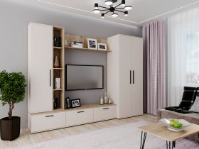 Модульная стенка Верона (сатин/дуб крафт серый) в Барабинске - barabinsk.mebel-nsk.ru | фото