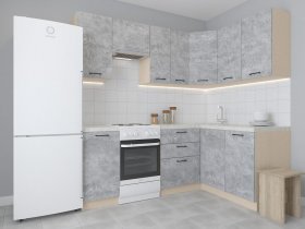 Модульная угловая кухня 1,4м*2,1м Лада (цемент) в Барабинске - barabinsk.mebel-nsk.ru | фото