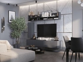 Стенка 2000 Квинта (темно-серый/силк титан/графит) в Барабинске - barabinsk.mebel-nsk.ru | фото
