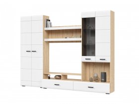 Стенка ГС-01 Либерти (дуб сонома/белый глянец) в Барабинске - barabinsk.mebel-nsk.ru | фото