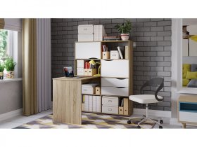 Стол письменный тип 7 (дуб сонома/белый ясень) в Барабинске - barabinsk.mebel-nsk.ru | фото